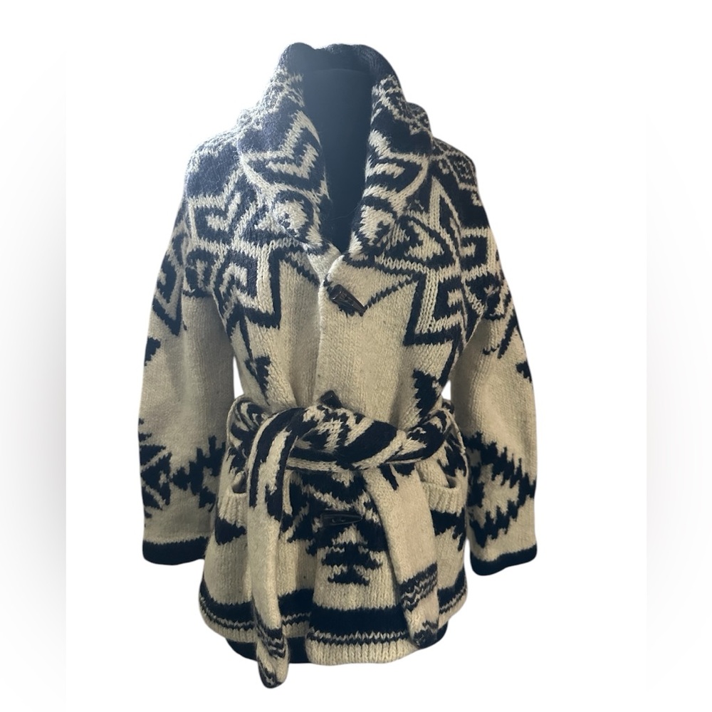 Ralph Lauren Polo Faire Intarsia Knit Wool Cashmere Blend Shawl Neck Cardigan M